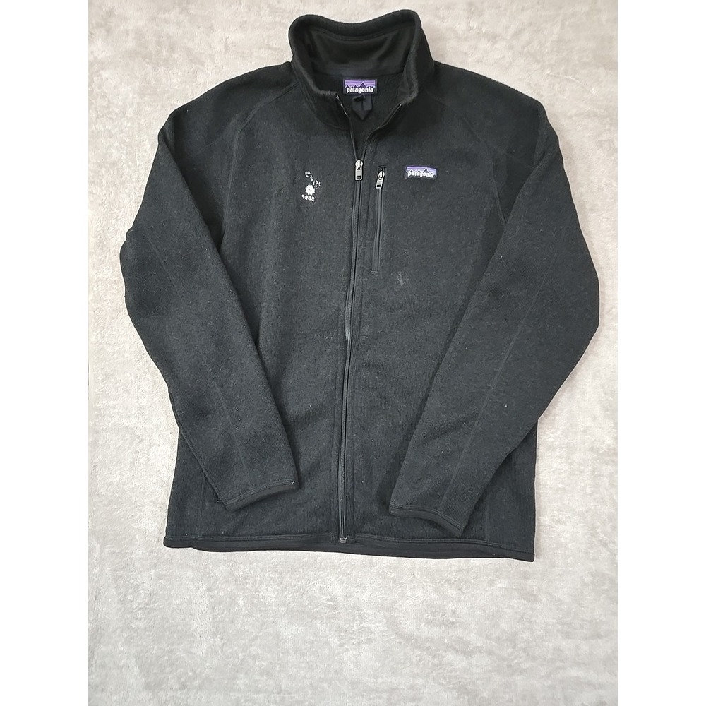 Patagonia Better Sweater Fleece Jacket Men Large Black Embroidered Logo REPAIRED